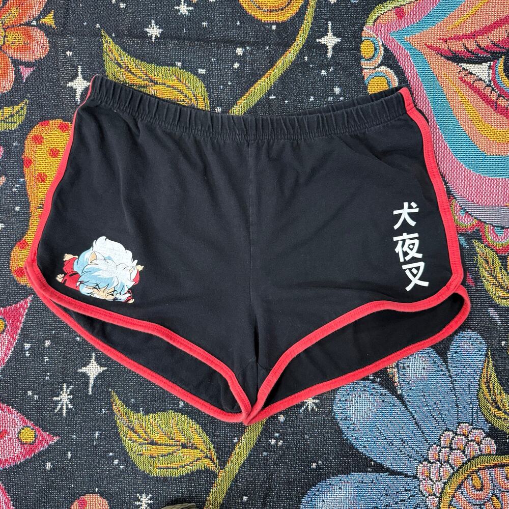 Hot Topic Inuyasha Sit Boy Graphic Print Pull On Mini Shorts Anime Nerd Sporty S